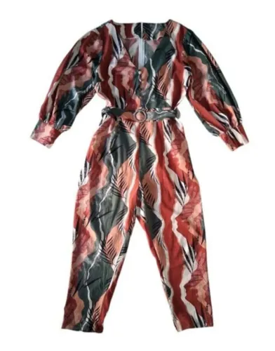 Lindo Macacão Feminino Estampado com Cinto