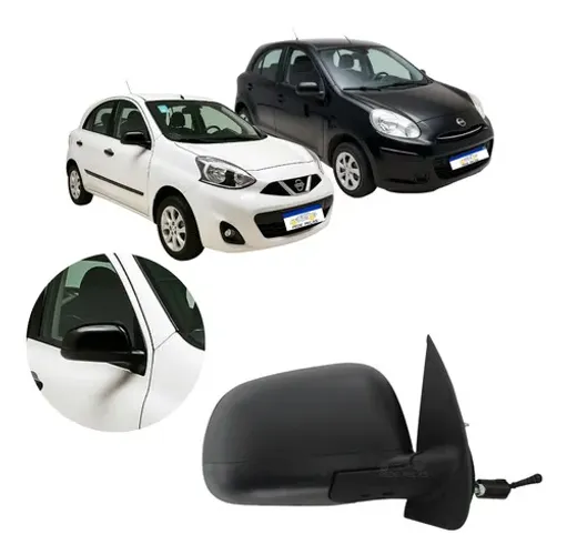 Retrovisor Nissan March 2012 A 2020 Manual Preto Texturizado