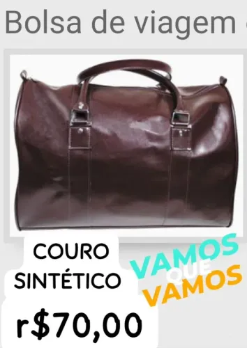 Bolsa de Viagem em Couro Sintético Marrom