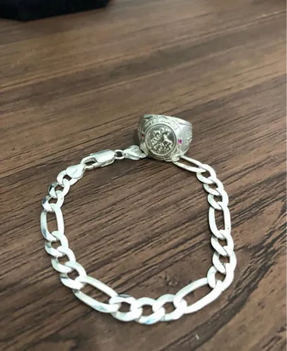Pulseira e anel de prata 925