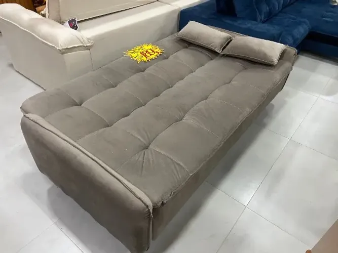 sofá cama revestido no veludo