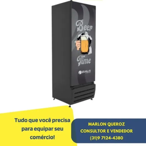 Cervejeira Braslar 470 Litros Porta Cega Adesivada Preta 220v