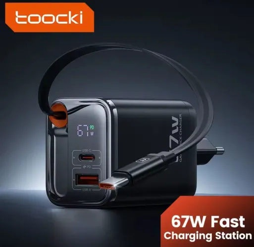 Carregador Retrátil Rápido 67W USB-C Toocki - Alta Performance