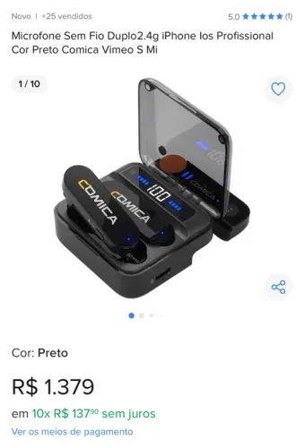 Microfone Sem Fio Duplo 2.4g iPhone Comica Vimeo S Mi