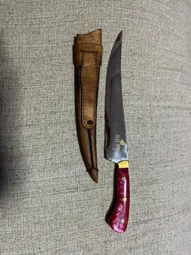 Faca Fileteira artesanal com bainha de couro