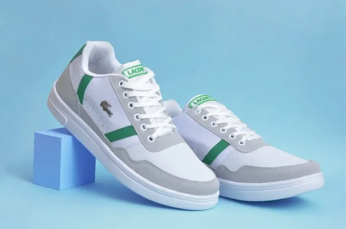 Sapatenis Casual Lacoste Branco e Cinza