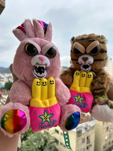 2 Pelúcias | Conjunto Feisty Coelha Rosa e Tigre Tigrinho Batatinha Br Machine