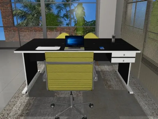 Mesa Diretor Executivo. Base Em Madeira Maciça com 2 gavetas. L182cm x P100cm