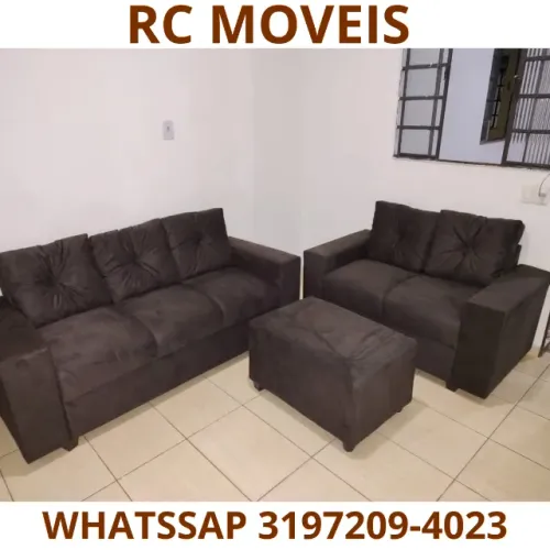 Sofá Canadá 2 e 3 Lugares + Puff - Conforto e Qualidade Garantidos
