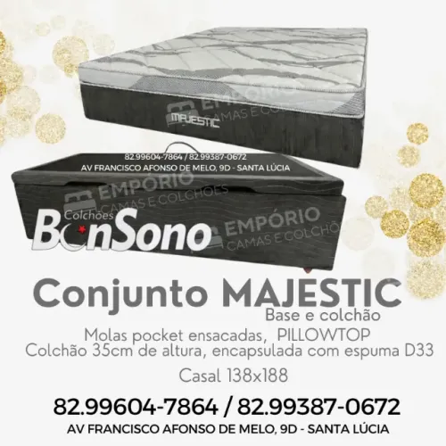 Cama bau Base e colchão majestic molas pocket ensacadas D33 bonsono casal