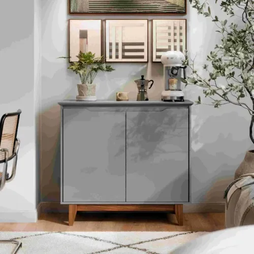 Buffet Flow 2 Portas Cinza Frete Grátis - Até 12x 