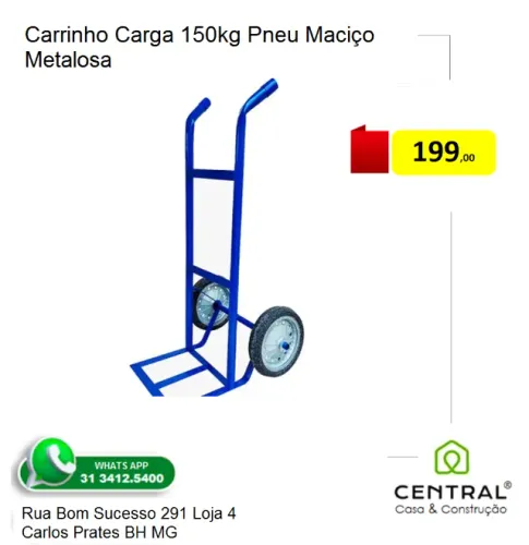 Carrinho de carga armazém 150 kg roda grande maciça
