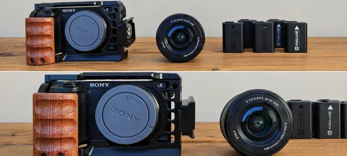 Câmera Sony a6400 + lente Sony 16-50mm + 5 baterias Tudo MUITO INTEIRO!