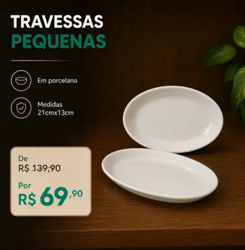 Jogo de travessas pequenas em porcelana