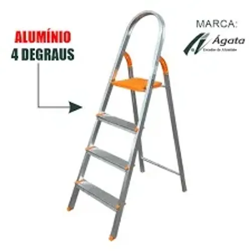 Escada De Alumínio 4 Degraus Residencial Eds004 Agata  