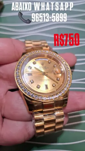 Relógio ROLEX AUTOMÁTICO DAY - DATE COM PEDRAS CRAVEJADAS