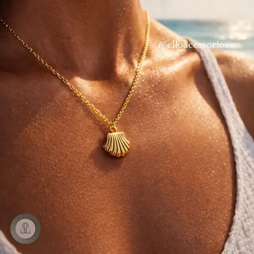 Colar concha banhado a ouro 