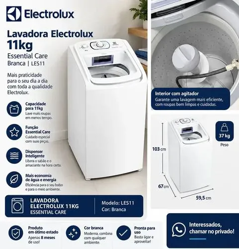 Máquina de lavar Eletrolux 11k tooop semi