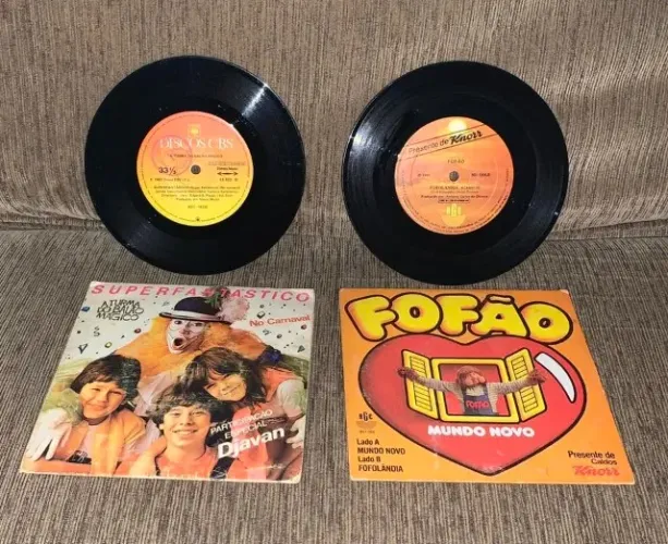 2 Discos Vinil Fofão A Turma do Balão Mágico compactos raros anos 80