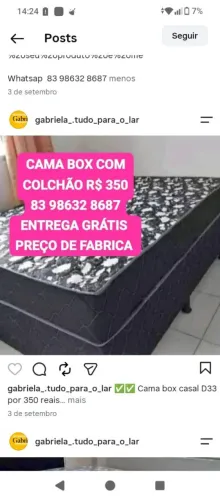 Cama box casal D33'POR bem macia e confortável 350 reais . Entrega grátis