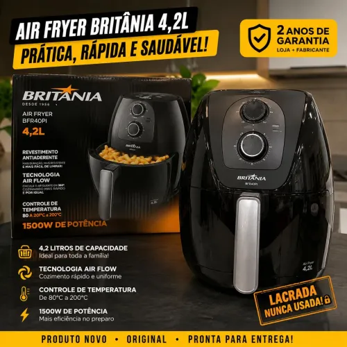 ? AIR FRYER BRITÂNIA 4,2L - NOVA E LACRADA!?<br>