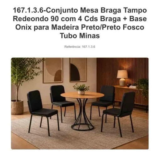 Conjunto mesa Braga tampo Redondo