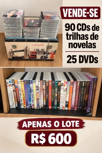 Vendo lote de CDs trilhas de novelas e DVDS