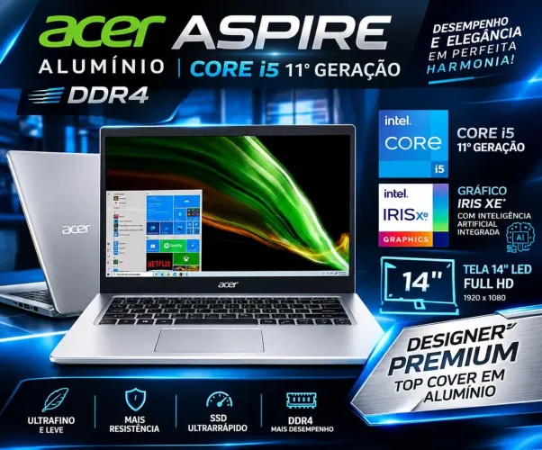 Notebook Acer Aspire Core i5 11° Geração DDR4 (A pronta entrega)
