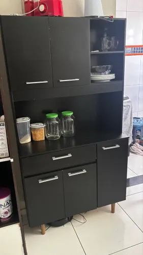 Armário de Cozinha Multiuso Preto