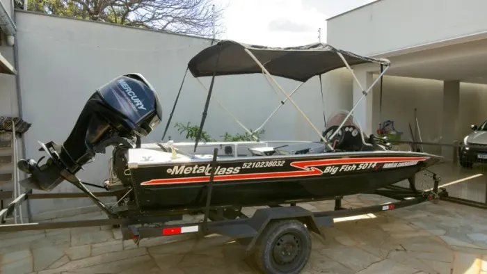 Barco Metalglass Big Fish 5014 (2014) + Motor Mercury 60HP + Carreta Rodoviária