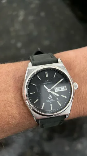 Relógio Seiko SilverWave * Vintage Japão Quartz Preto Couro