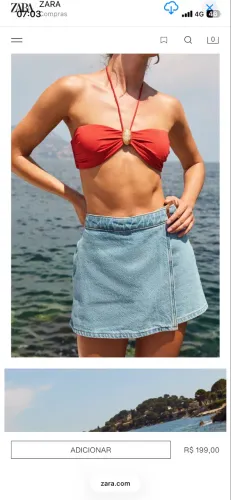 Short saia jeans Zara