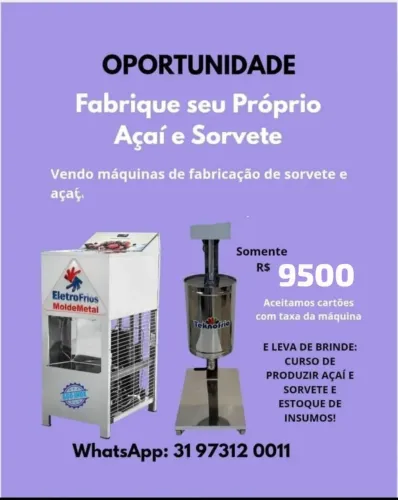 Máquina de Fabricar creme de Açaí e Sorvetes <br>LEIA O ANÚNCIO E DISPENSO CURIOSOS!