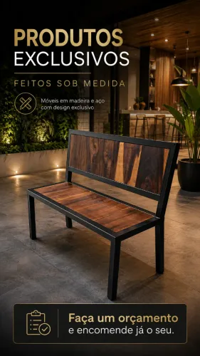 Banco Premium Madeira Nobre e Metalon | Sob Medida