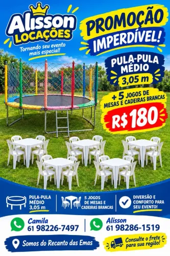 ALUGUEL DE MESAS E CADEIRAS/PULA PULA