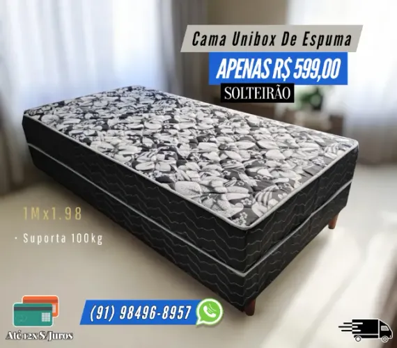 CAMA SOLTEIRÃO DE ESPUMA UNIBOX 