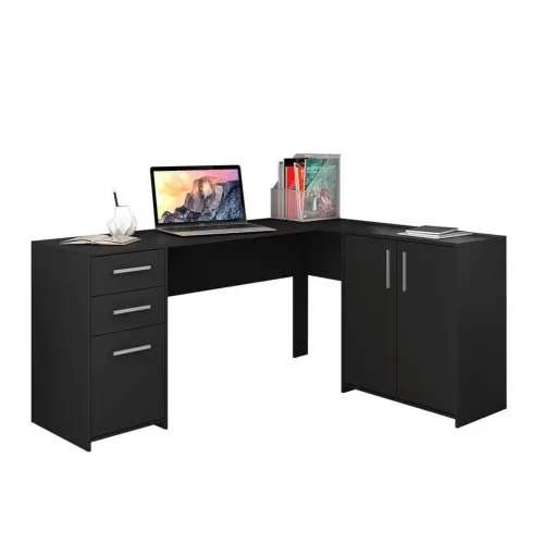 Mesa de Escritório em L Preta - Nova, Lacrada na Caixa!