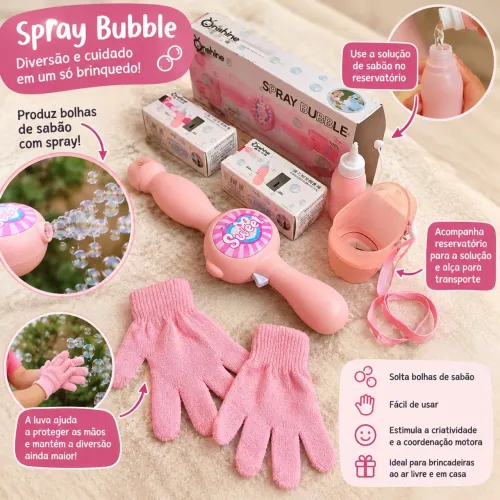 Lançador de bolhas de sabão Spray Bubble com duas caixas reservas de sabão lacrada