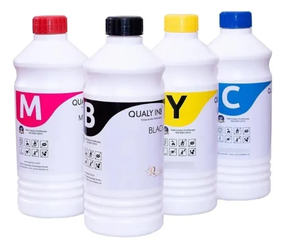 KIT 4 CORES TINTA EPSON QUALY-INK CORANTE COMPATÍVEL COM IMPRESSORA EPSON  1L