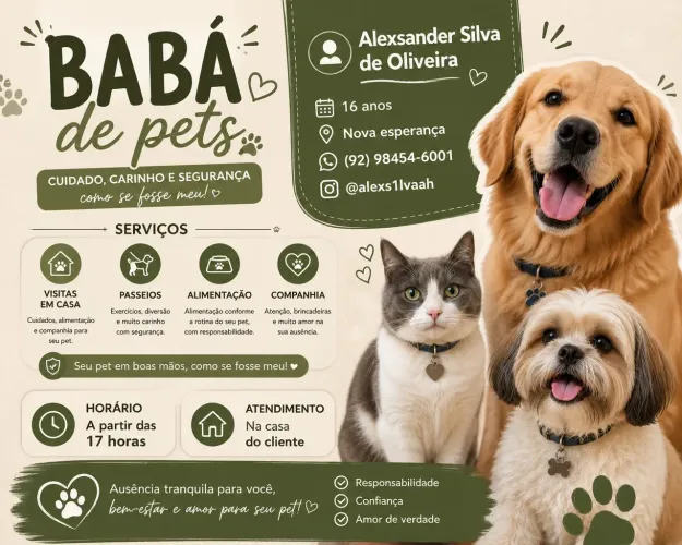 BABÁ PARA PETS (entre em contato para mais informações)