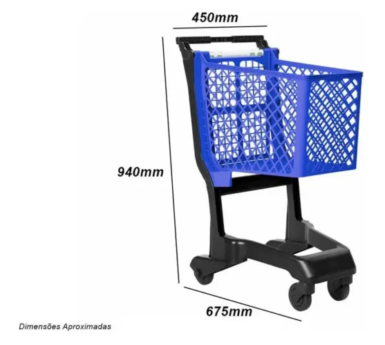 Carrinho De Compras Compacto Plástico Ecoflex 60 Litros 