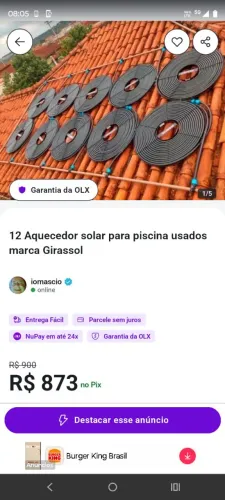 Aquecedor solar para piscina 12 unidades usado