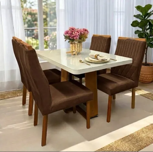 Conjunto Mesa e 4 Cadeiras Amendravis 120 cm