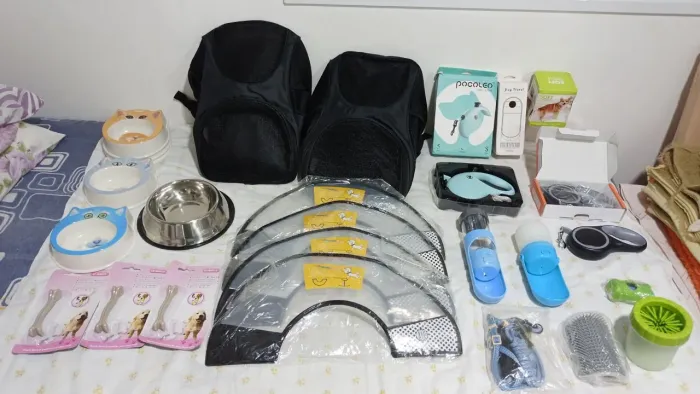 Diversos produtos p/ petshop, clínica veterinária, coleiras, bolsas, potes, colar, Pets
