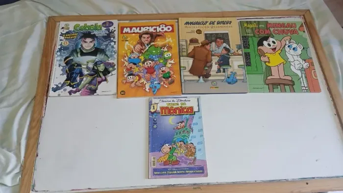 4 livros turma da mônica capa dura e capa papel cartão + 1 clássico de brinde