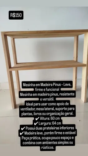 Mesinhas multiuso madeira pinus