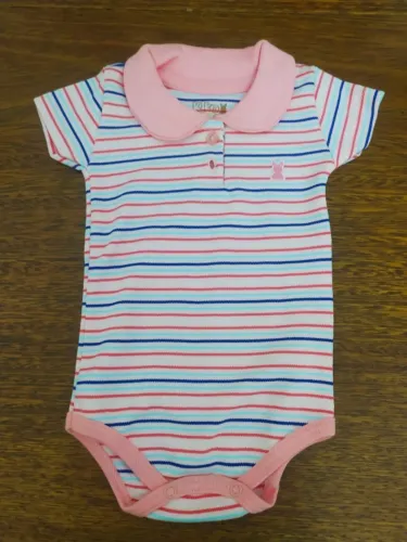 Body Para Bebê Listrado Rosa da Kiko Baby - Tamanho P