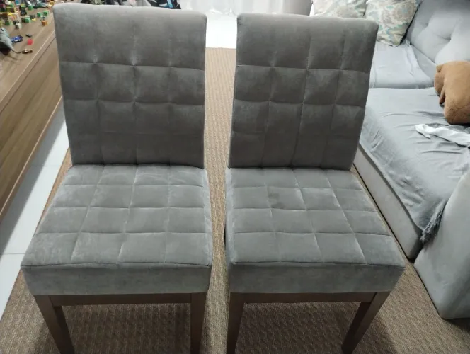 Cadeiras estofadas em Suede/Cor Cinza 4 unidades 