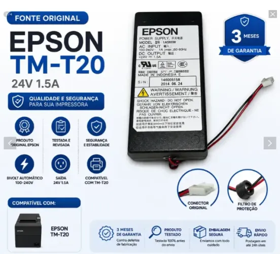 Fonte De Alimentação Epson Tm-t20 1a568w 24v 1.5a Original