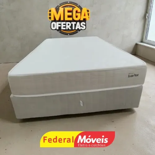 Cama Box Casal 1,38x188cm Base + Colchão c/ Molas TEMOS CREDIÁRIO